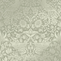 Tapeta botaniczna "Złodziej truskawek" metaliczna Graham & Brown Strawberry Thief Fibrous 124237 William Morris At Home