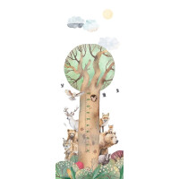 Mural drzewo i zwierzęta z miarką Decoprint CW6060-1 Woodland Friends Measure Cute Walls