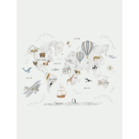 Mural mapa świata i zwierzęta Decoprint CW6118-1 Adventure Atlas Art Cute Walls