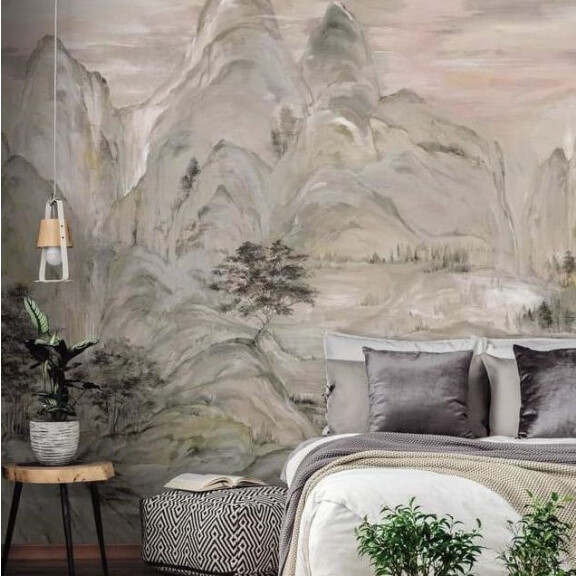 Mural York Wallcoverings AF6597M Misty Mountain Mural Tea Garden