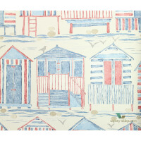 Tapeta marynistyczna Sanderson 216559 Beach Huts Port Isaac