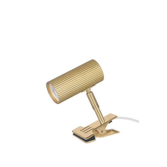 ! Lampa złota kinkiet z klipsem Hubble Brushed Brass 433265 Globen Ryflowana
