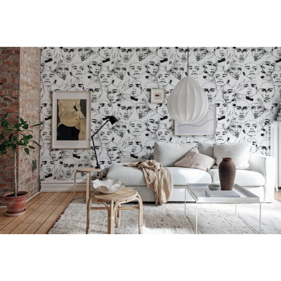 Fototapeta twarze Rebel Walls R18272 Fala Bozetto Graphite Linda Vagnelind