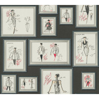 Tapeta szkice i projekty w ramkach 37846-1 Karl Lagerfeld