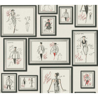 Tapeta szkice i projekty w ramkach 37846-3 Karl Lagerfeld