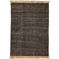 Dywan z frędzlami czarny Nordic Nature Black - wełna z jutą