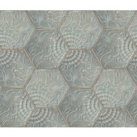 Tapeta heksagony Rebel Walls R18526 Hexagon Tiles Jade Pops