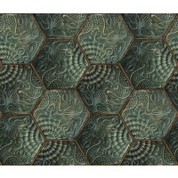 Tapeta heksagony Rebel Walls R18527 Hexagon Tiles Emerald Pops