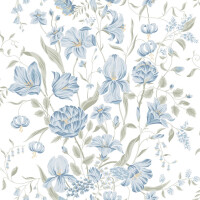 Tapeta kwiaty Sandberg S10162 Karins Bukett Sky Blue Huset i Solen