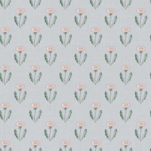 Tapeta kwiaty mlecze Sandberg S10138 Maskrosen Soft Blue Huset i Solen