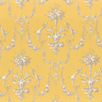 Tkanina Toile de Jouy z ornamentowym wzorem Casadeco LBTJ 88042524 Tissu Corne D'abondance Les Belles Toiles de Jouy