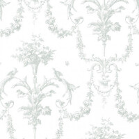 Tkanina Toile de Jouy z ornamentowym wzorem Casadeco LBTJ 88047323 Tissu Corne D'abondance Les Belles Toiles de Jouy