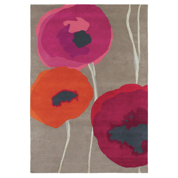 Czerwono Beżowy Dywan Sanderson w Kwiaty - POPPIES RED ORANGE 45700
