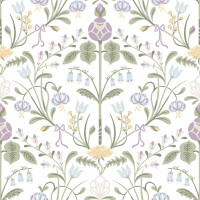 Tapeta roślinny ornament Sandberg S10154 Till Carl Lilac Huset i Solen