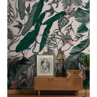 Fototapeta tropikalne liście i ptaki Tecnografica 73685-5 FEANNE: TROPICAL FOLIAGE JADE Art Collections