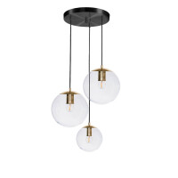 Lampa wisząca Famlight Bacan Złota Mosiądz Czarna 3 kule