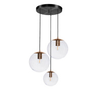Lampa wisząca Famlight Bacan Złota Patyna Czarna 3 kule