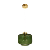 Lampa wisząca Famlight Jawa Butelkowa Zieleń Złota Mosiądz