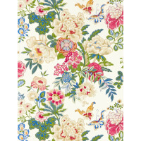 Tapeta kwiaty piwonie i motyle Sanderson 217121 Emperor Peony Water Garden