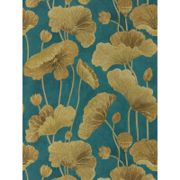 Tapeta liście lotosu miedziane Sanderson 217127 Lotus Leaf Water Garden