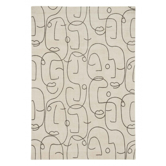 Beżowy dywan twarze abstrakcyjny wzór -Epsilon Charcoal 23801 Scion Living