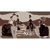 Fototapeta jak obraz z wizerunkiem dam Wall&Deco WDPR2302 Promenade d’été Contemporary 2023