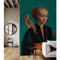 Mural portret kobiety z sową Owl lady 8714 Wallcolors