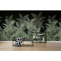 Fototapeta tropikalne liście Rebel Walls R19525 Jungle Pearl Black Lars Wallin