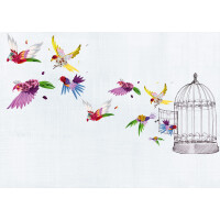 Fototapeta pod prysznic w kolorowe ptaki WET_ES1502 Escape Wall and Deco