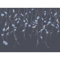 Tapeta Delikatne Kwiaty I Ptaki Tecnografica 70822-1 Waxwing Blue