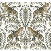 Tapeta w lamparty i liście York KT2202 Jungle Leopard 24 Karat