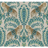 Tapeta w lamparty i liście York KT2206 Jungle Leopard 24 Karat