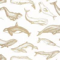 Tapeta z morskimi zwierzętami Caselio SYO 102790266 Whale Done Sea You Soon