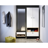 Garderoba OLIER 2 Biała Styl LOFT Do Przedpokoju Szafa Lustro