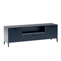 Szafka RTV STYLE 4 Granatowa Ryflowany Front Szerokość 165 cm Do Salonu