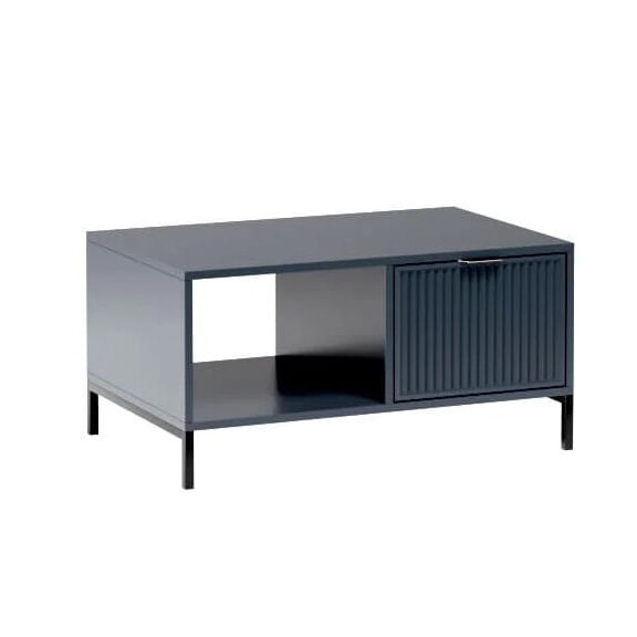 Stolik Kawowy STYLE 6 Granatowa Ryflowany Front Szerokość 90 cm Do Salonu