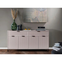 Komoda STYLE 1 Kaszmir Ryflowany Front Beż Szerokość 164 cm Do Salonu