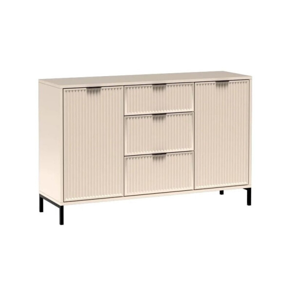 Komoda STYLE 2 Kaszmir Ryflowany Front Beż Szerokość 135 cm Do Salonu