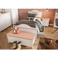 Łóżko LUNA LN-08 Z Materace Bonell 90 x 200 biały / różowy LN8BR