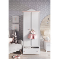 Szafa LUNA LN-12 Z Drążkami Półkami i Szufladą Szerokość 85 cm biały / różowy