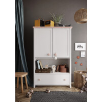 Komoda Wysoka LUNA LN-11 Z Szufladą Szerokość 85 cm biały / różowy LN11BR