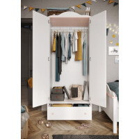 Szafa LUNA LN-01 z drążkiem i szufladą dwudrzwiowa szerokość 85 cm biały / różowy LN1BR