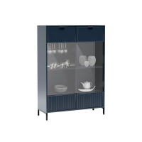 Witryna STYLE 8 Granatowa Ryflowany Front Szerokość 105 cm Do Salonu