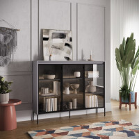 Witryna TREND TR8BIC szerokość 150 cm 3w z oświetleniem - biały/czarny
