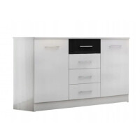Komoda DUBAJ szerokość 130 cm z szufladami biały / czarny