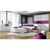 Sypialnia DUBAJ 160 x 200 cm zestaw biały / fioletowy