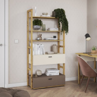 Regał LENNY LY-02 szerokość 85 cm dąb artisan/beż/truflowy