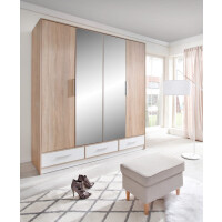 Szafa ISKO z lustrem szerokość 204 cm dąb sonoma / biały lux
