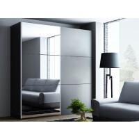 Szafa przesuwna VIGO 120 dwudrzwiowa lustro szerokość 122 cm czarna