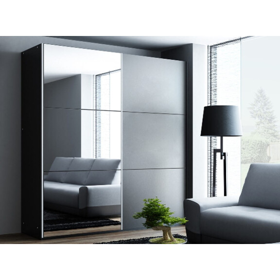 Szafa przesuwna VIGO 120 dwudrzwiowa lustro szerokość 122 cm czarna